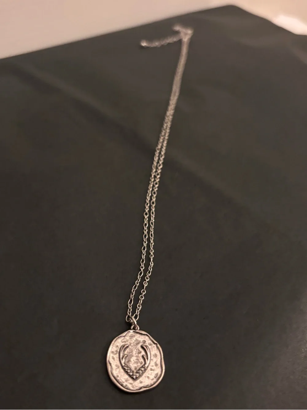 Sterling-Look Antlers Pendant Necklace in Silver